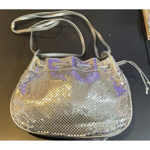 Silver Metal Mesh‎ Crossbody Drawstring Handbag Purse Retro Y2K Preppy Festival